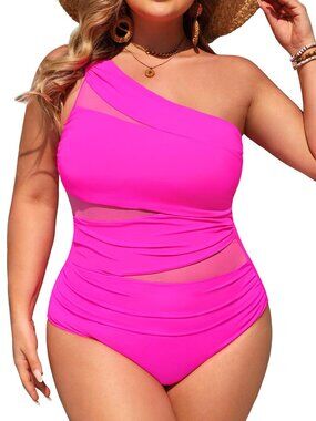 Aqua Eve Plus Size One Piece Swimsuit for Women Tummy Control Bathing Suits One